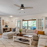 GREENWOOD 48" 3 - Blade Flush Mount Ceiling Fan with LED Light & Pull Chain - LEDMyPlace