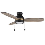 GREENWOOD 48" 3 - Blade Flush Mount Ceiling Fan with LED Light & Pull Chain - LEDMyPlace