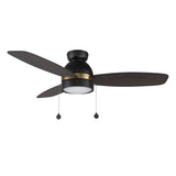 GREENWOOD 48" 3 - Blade Flush Mount Ceiling Fan with LED Light & Pull Chain - LEDMyPlace