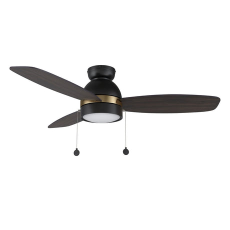 GREENWOOD 48" 3 - Blade Flush Mount Ceiling Fan with LED Light & Pull Chain - LEDMyPlace