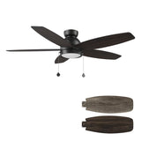 GREENWOOD 48" 5 - Blade Flush Mount Ceiling Fan with LED Light & Pull Chain - LEDMyPlace