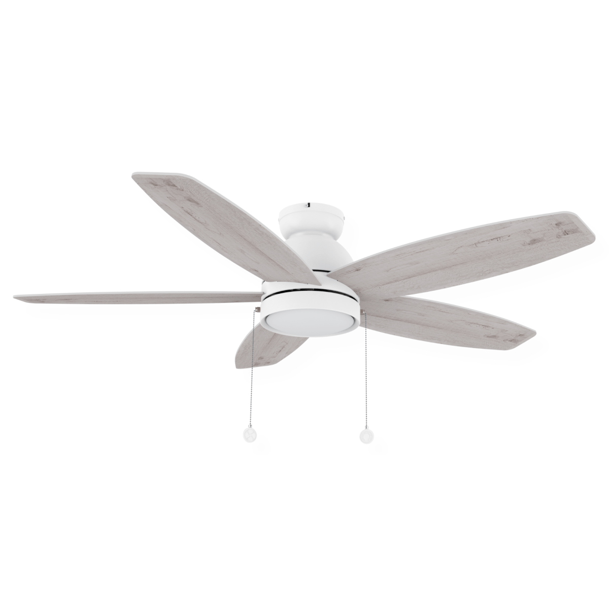 GREENWOOD 48" 5 - Blade Flush Mount Ceiling Fan with LED Light & Pull Chain - LEDMyPlace