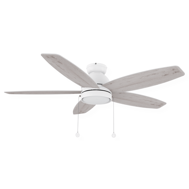 GREENWOOD 48" 5 - Blade Flush Mount Ceiling Fan with LED Light & Pull Chain - LEDMyPlace