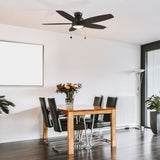 GREENWOOD 48" 5 - Blade Flush Mount Ceiling Fan with LED Light & Pull Chain - LEDMyPlace