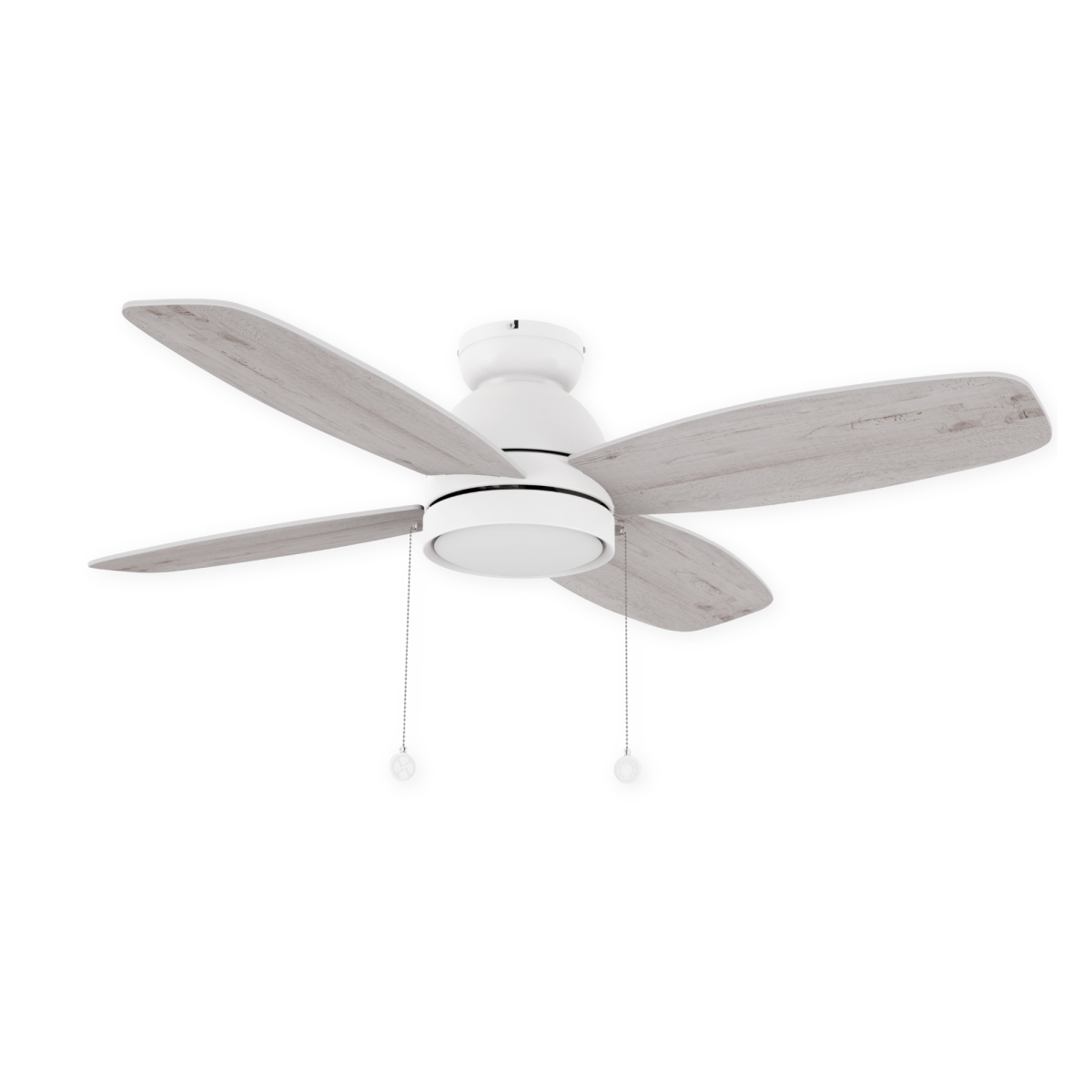 GREENWOOD 52" 4 - Blade Flush Mount Ceiling Fan with LED Light & Pull Chain - LEDMyPlace