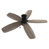GREENWOOD 52" 5 - Blade Flush Mount Ceiling Fan with LED Light & Pull Chain - LEDMyPlace