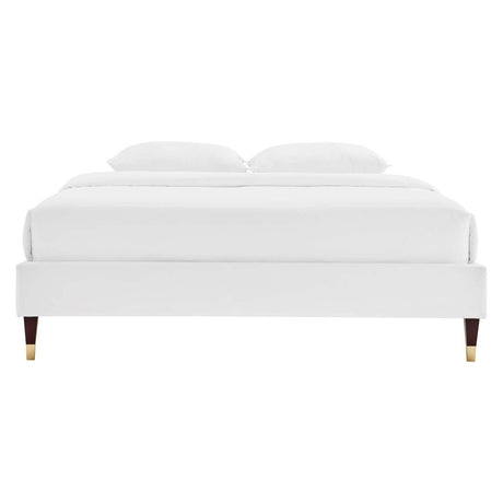 Harlow Queen Performance Velvet Platform Bed Frame - BUILDMYPLACE