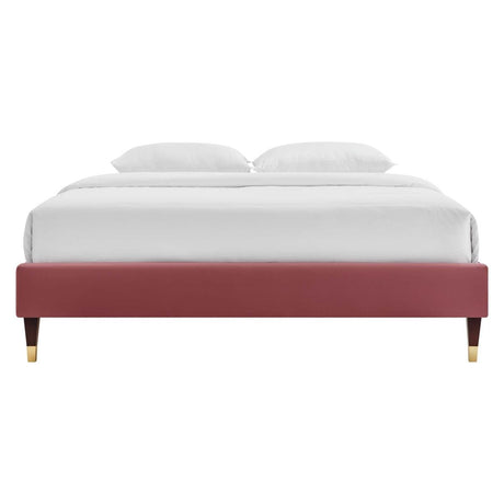 Harlow Queen Performance Velvet Platform Bed Frame - BUILDMYPLACE