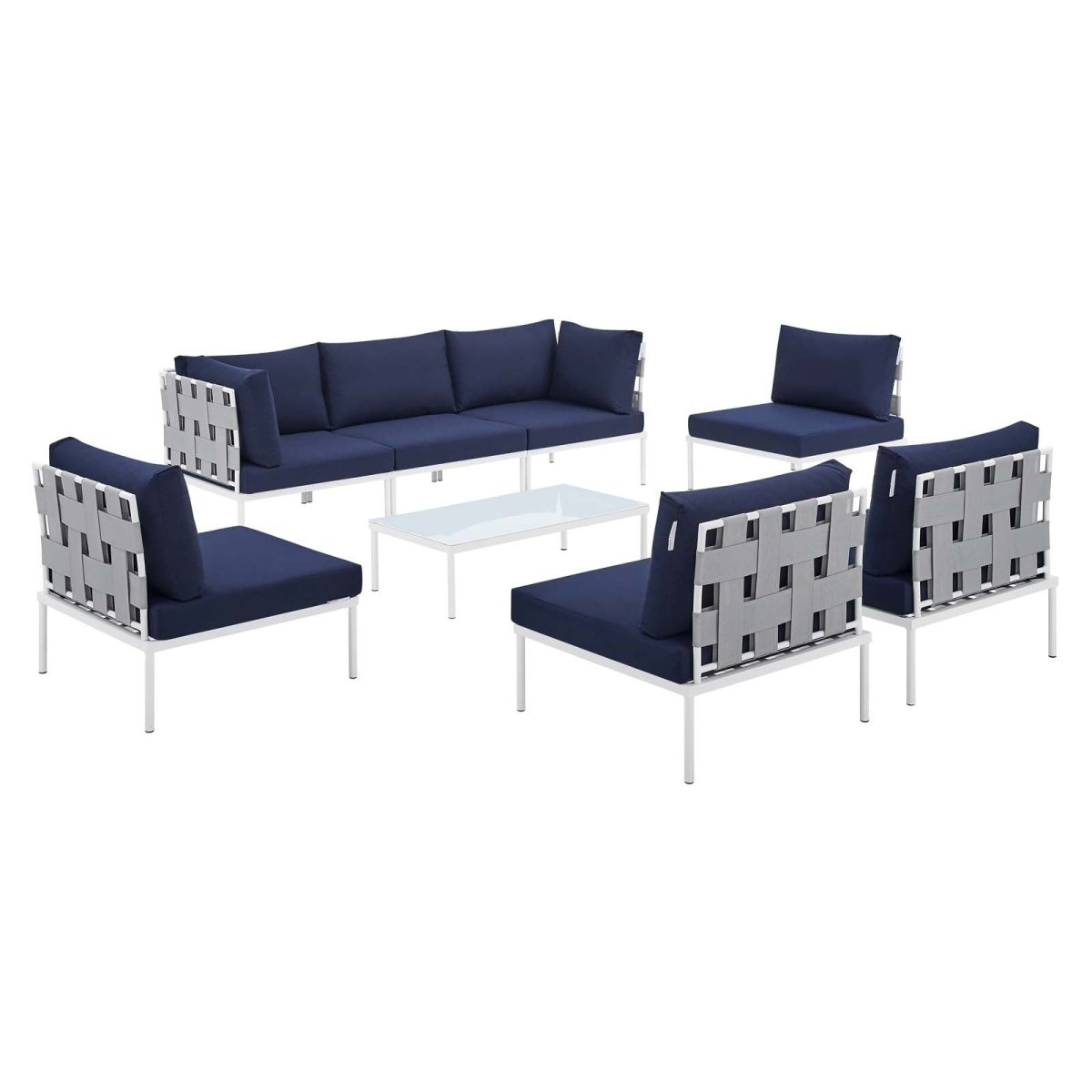 Harmony 8 - Piece Sunbrella Outdoor Patio All Mesh Sectional Sofa Set - BUILDMYPLACE