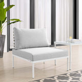 Harmony Sunbrella Basket Weave Outdoor Patio Aluminum Armless Chair - BUILDMYPLACE