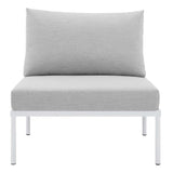 Harmony Sunbrella Basket Weave Outdoor Patio Aluminum Armless Chair - BUILDMYPLACE