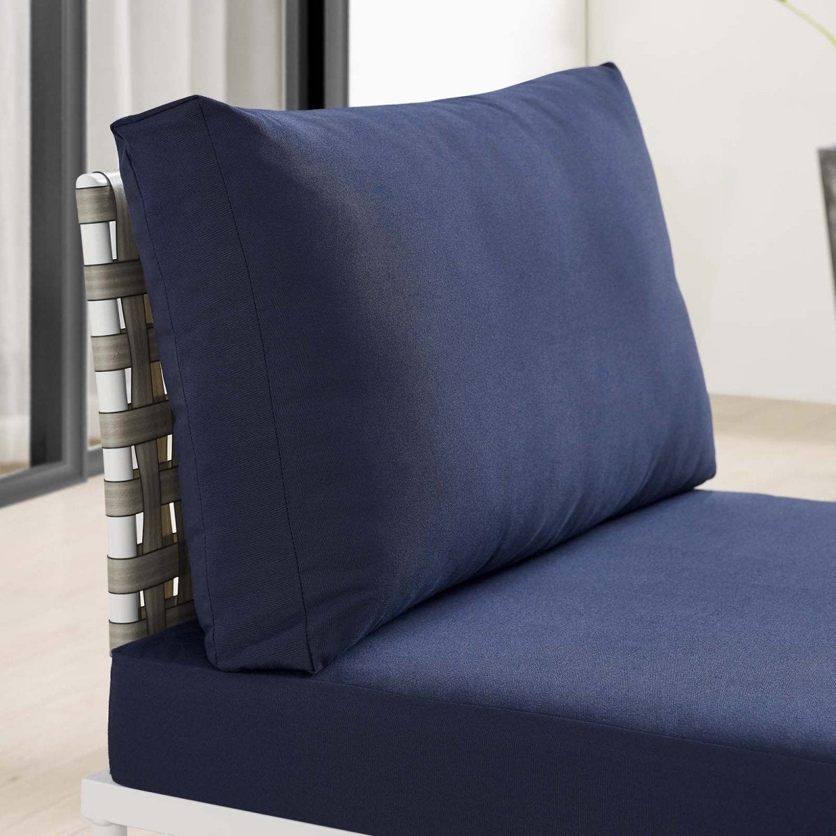 Harmony Sunbrella Basket Weave Outdoor Patio Aluminum Armless Chair - BUILDMYPLACE