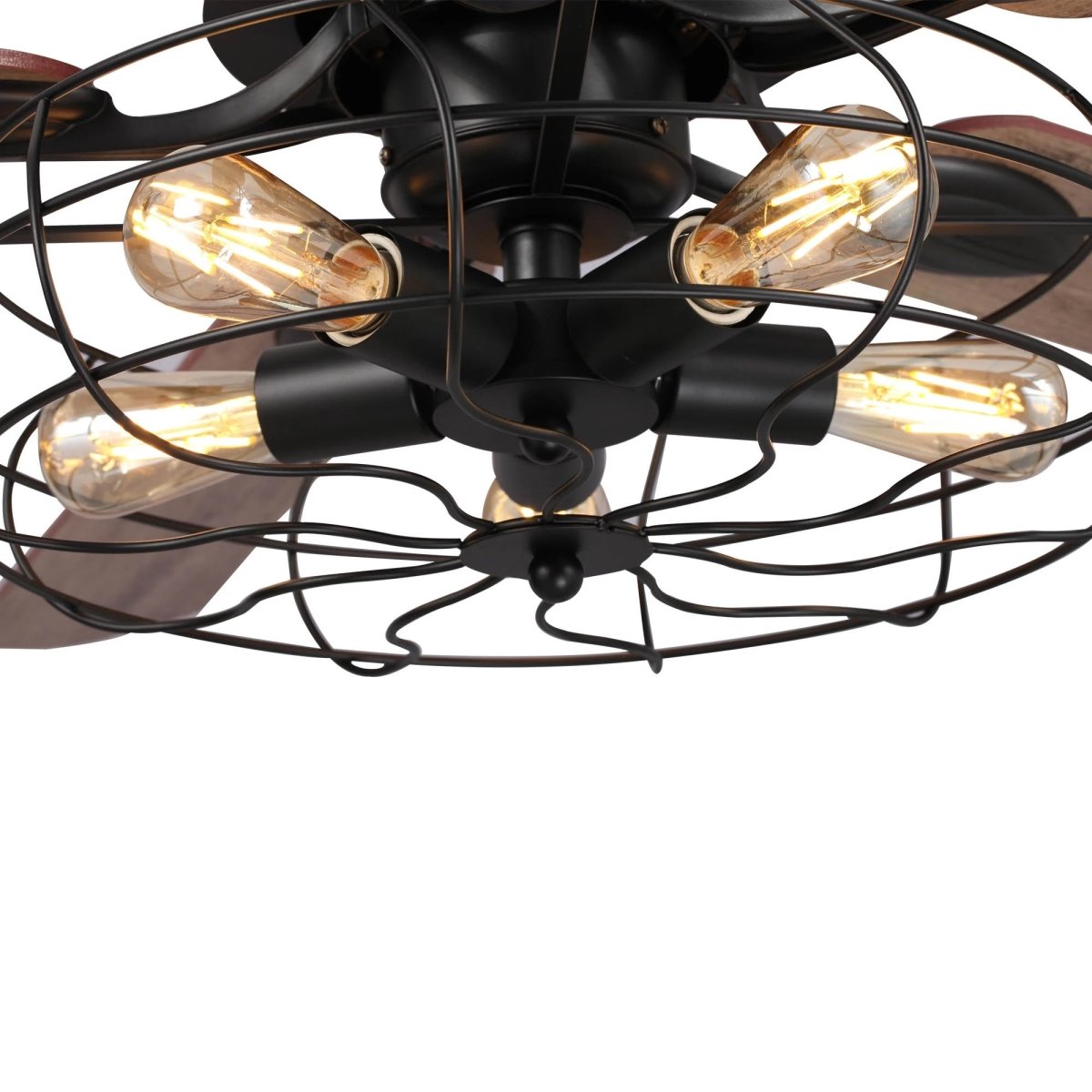 Helston 52 Inch 5 - Blade Best Smart Ceiling Fan With Light & Best Smart Wall Switch - Black/Dark Wood & Light Wood (Reversible Blades) - LEDMyPlace
