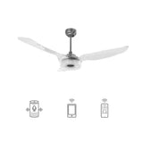 Icebreaker 56 in. LED Best Smart Ceiling Fan with Remote (3 - Blade) Silver Finish (Voice Control) w/ Alexa/Google Home/Siri - LEDMyPlace