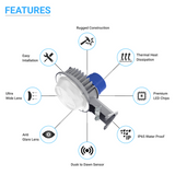 LED Barn Light w/ 3-pin NEMA Photocell, 72/96/120 Wattage Adjustable & 3000K/4000K/5000K CCT Tunable, 120-277V, Dusk to Dawn IP65 Waterproof