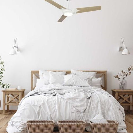 Innovator 52" Modern Wood Pattern Best Smart Ceiling Fan in White w/ LED Light & Remote (3 - Blade) Works w/ Alexa/Google Home/Siri - LEDMyPlace