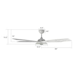 JOURNEY 52 inch 5 - Blade Smart Ceiling Fan with Remote &Remote LED Light - LEDMyPlace