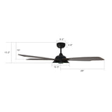 JOURNEY 56 inch 5 - Blade Smart Ceiling Fan with Remote & LED Light - LEDMyPlace