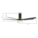 KAJ 48 inch 5 - Blade Flush Mount Smart Ceiling Fan with LED Light & Remote - LEDMyPlace
