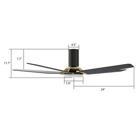 KAJ 48 inch 5 - Blade Flush Mount Smart Ceiling Fan with LED Light & Remote - LEDMyPlace