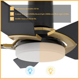 KAJ 48 inch 5 - Blade Flush Mount Smart Ceiling Fan with LED Light & Remote - LEDMyPlace
