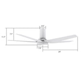 KAJ 48 inch 5 - Blade Flush Mount Smart Ceiling Fan with LED Light & Remote - LEDMyPlace