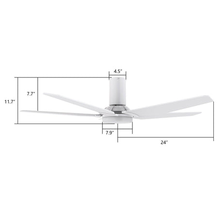 KAJ 48 inch 5 - Blade Flush Mount Smart Ceiling Fan with LED Light & Remote - LEDMyPlace