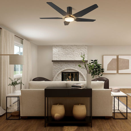 KAJ 48 inch 5 - Blade Flush Mount Smart Ceiling Fan with LED Light & Remote - LEDMyPlace