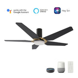 KAJ 48 inch 5 - Blade Flush Mount Smart Ceiling Fan with LED Light & Remote - LEDMyPlace