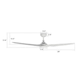 KAJ 52 inch 3 - Blade Smart Ceiling Fan with LED Light & Remote - LEDMyPlace