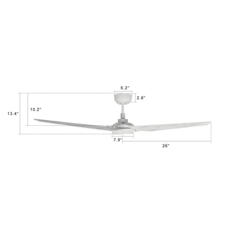 KAJ 52 inch 3 - Blade Smart Ceiling Fan with LED Light & Remote - LEDMyPlace