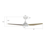 KAJ 52 inch 3 - Blade Smart Ceiling Fan with LED Light & Remote - LEDMyPlace