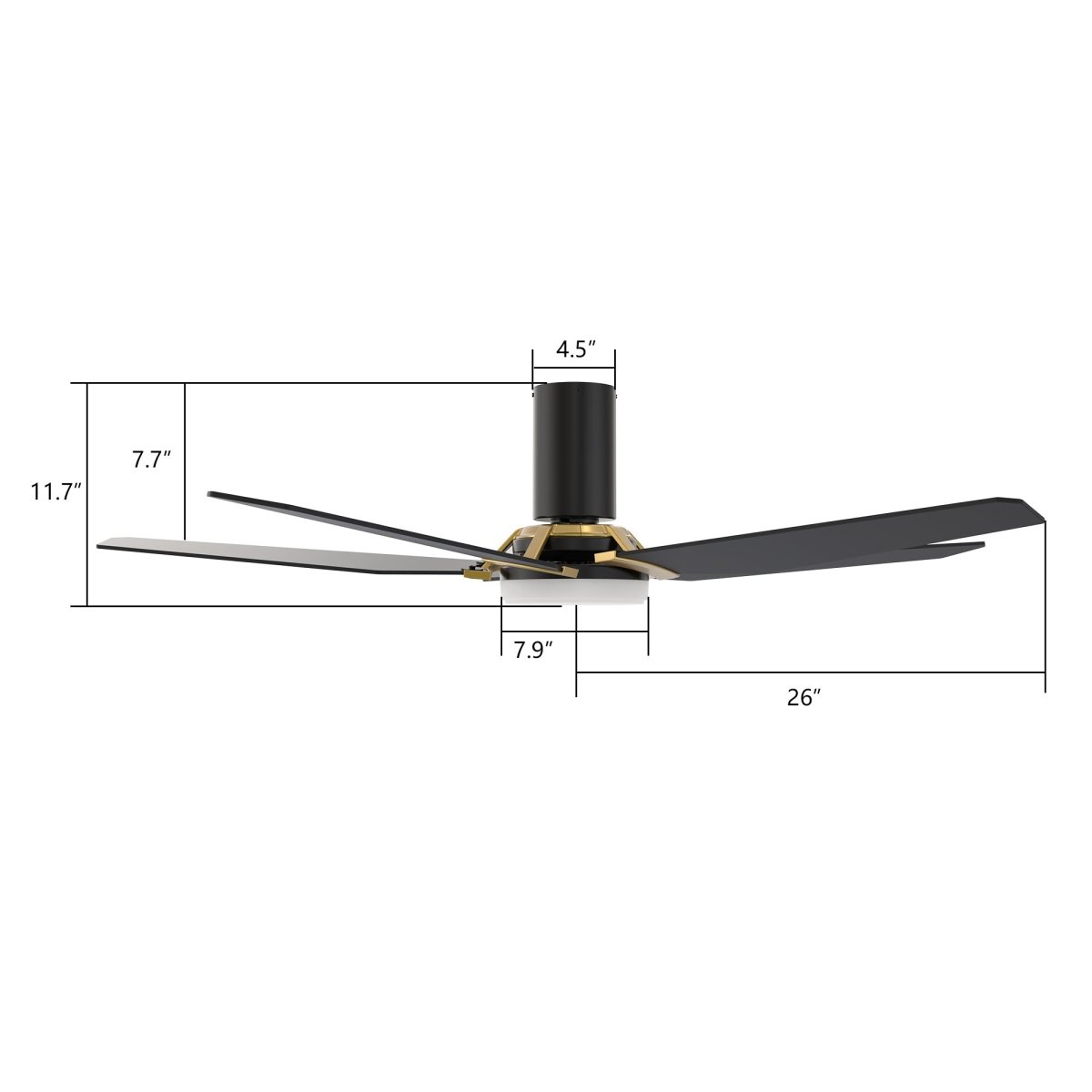 KAJ 52 inch 5 - Blade Flush Mount Smart Ceiling Fan with LED Light & Remote - LEDMyPlace