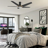 KAJ 52 inch 5 - Blade Flush Mount Smart Ceiling Fan with LED Light & Remote - LEDMyPlace