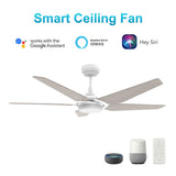 KAJ 52 inch 5 - Blade Smart Ceiling Fan with LED Light & Remote - LEDMyPlace