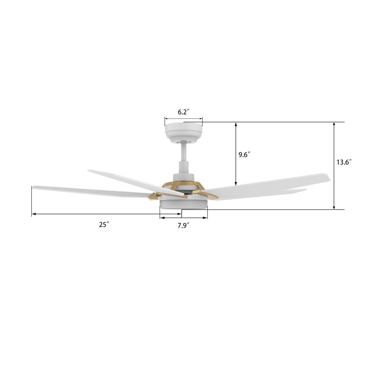 KAJ 52 inch 5 - Blade Smart Ceiling Fan with LED Light & Remote - LEDMyPlace