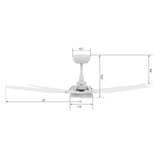KAJ 52 inch 5 - Blade Smart Ceiling Fan with LED Light & Remote - LEDMyPlace