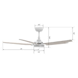 KAJ 52 inch 5 - Blade Smart Ceiling Fan with LED Light & Remote - LEDMyPlace