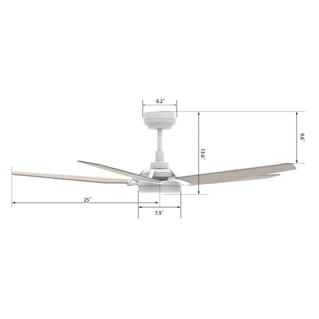KAJ 52 inch 5 - Blade Smart Ceiling Fan with LED Light & Remote - LEDMyPlace