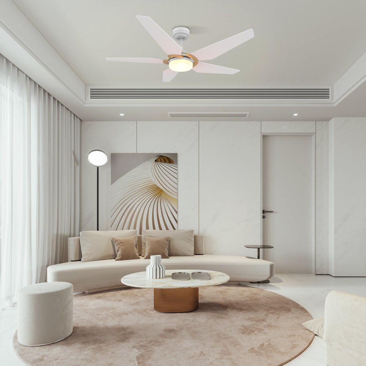 KAJ 52 inch 5 - Blade Smart Ceiling Fan with LED Light & Remote - LEDMyPlace