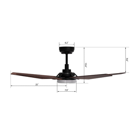 KAJ 52 inch 5 - Blade Smart Ceiling Fan with LED Light & Remote - LEDMyPlace