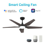 KAJ 52 inch 5 - Blade Smart Ceiling Fan with LED Light & Remote - LEDMyPlace