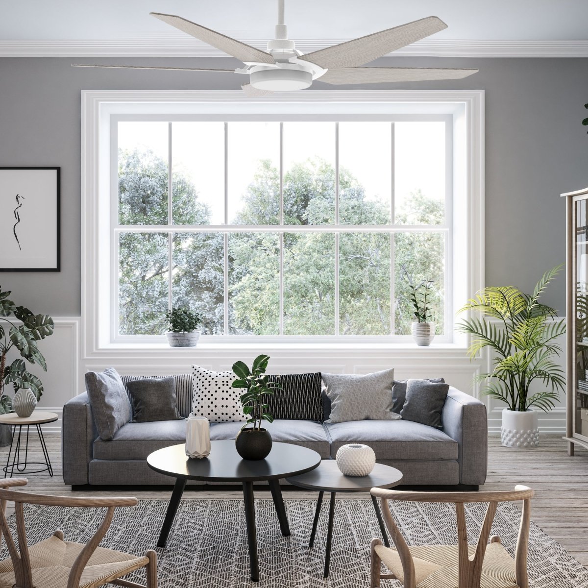 KAJ 52 inch 5 - Blade Smart Ceiling Fan with LED Light & Remote - LEDMyPlace