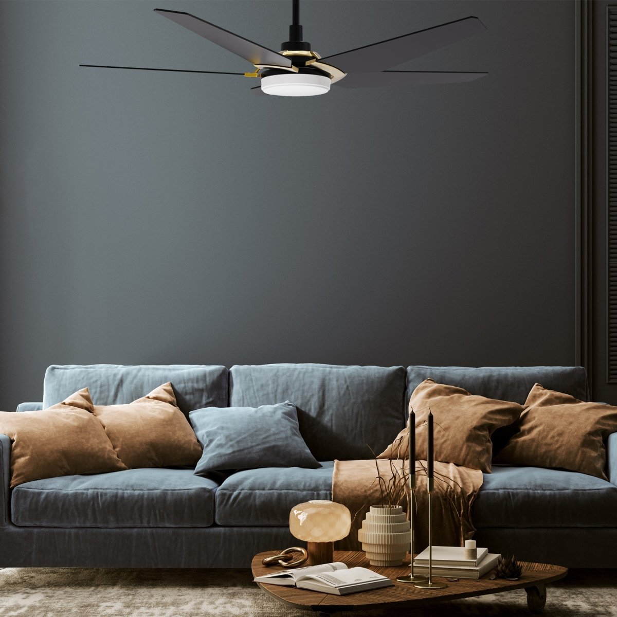 KAJ 52 inch 5 - Blade Smart Ceiling Fan with LED Light & Remote - LEDMyPlace