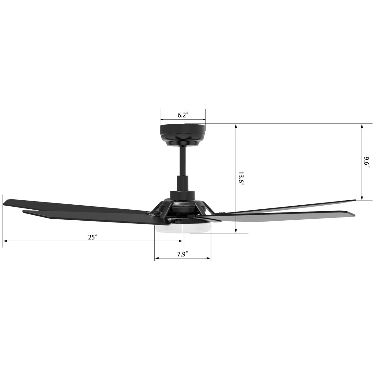 KAJ 52 inch 5 - Blade Smart Ceiling Fan with LED Light & Remote - LEDMyPlace