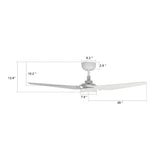 KAJ 56 inch 3 - Blade Smart Ceiling Fan with LED Light & Remote - LEDMyPlace