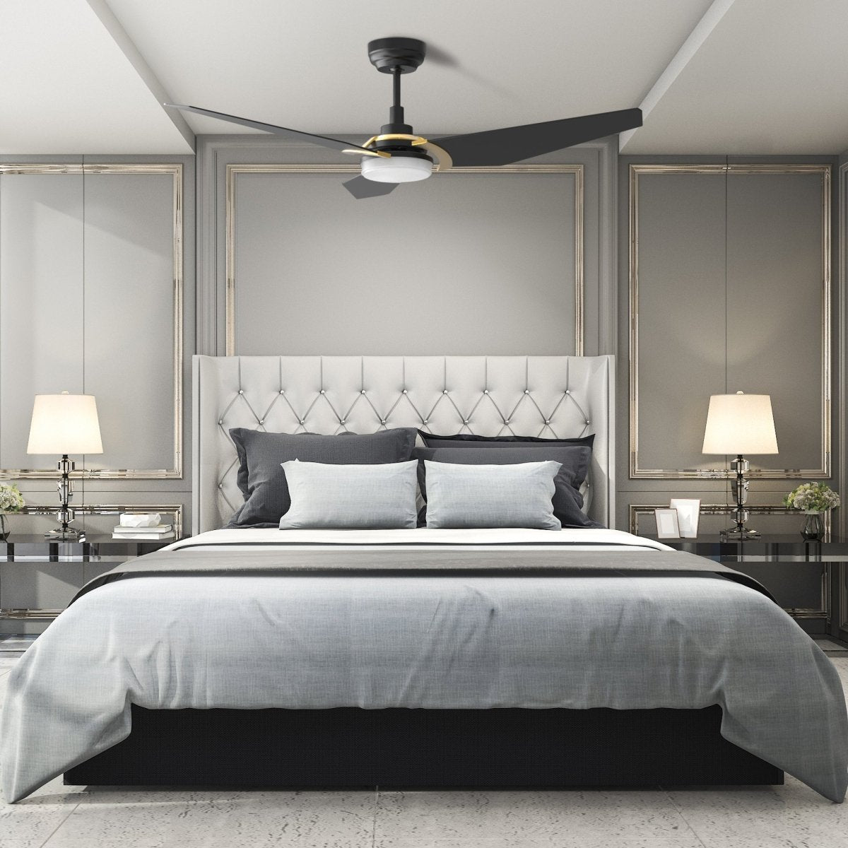 KAJ 56 inch 3 - Blade Smart Ceiling Fan with LED Light & Remote - LEDMyPlace
