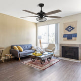 Karson 52 Inch 5 - Blade Best Ceiling Fan With Light & Remote - Black/Wood (Reversible Blades) - LEDMyPlace