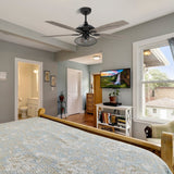 Karson 52 Inch 5 - Blade Best Ceiling Fan With Light & Remote - Black/Wood (Reversible Blades) - LEDMyPlace