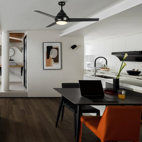 KENDRICK 52 inch 3 - Blade Best Ceiling Fan with LED Light Kit & Remote Control - Black/Black - LEDMyPlace
